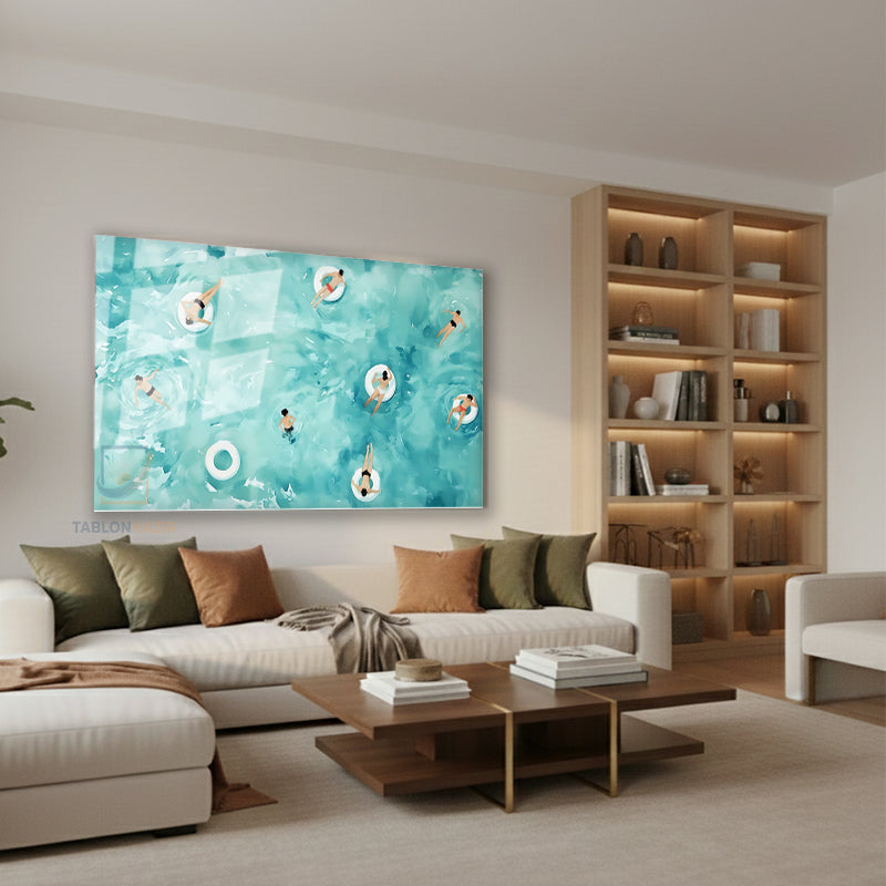 Yatay Cam Tablo Salon Duvar Tablosu Yatay Cam Soyutyuzenınsanlar Yeni Ev Hediyesi Ofis Tablosu