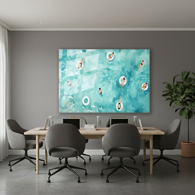 Yatay Cam Tablo Salon Duvar Tablosu Yatay Cam Soyutyuzenınsanlar Yeni Ev Hediyesi Ofis Tablosu