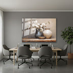 Yatay Cam Tablo Salon Duvar Tablosu Yatay Cam Vazodabeyazcicekeler4 Yeni Ev Hediyesi Ofis Tablosu