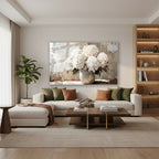 Yatay Cam Tablo Salon Duvar Tablosu Yatay Cam Vazodabeyazcicekler Yeni Ev Hediyesi Ofis Tablosu