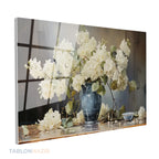 Yatay Cam Tablo Salon Duvar Tablosu Yatay Cam Vazodabeyazcicekler2 Yeni Ev Hediyesi Ofis Tablosu