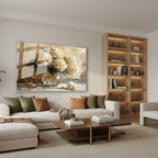 Yatay Cam Tablo Salon Duvar Tablosu Yatay Cam Vazodabeyazcicekler3 Yeni Ev Hediyesi Ofis Tablosu