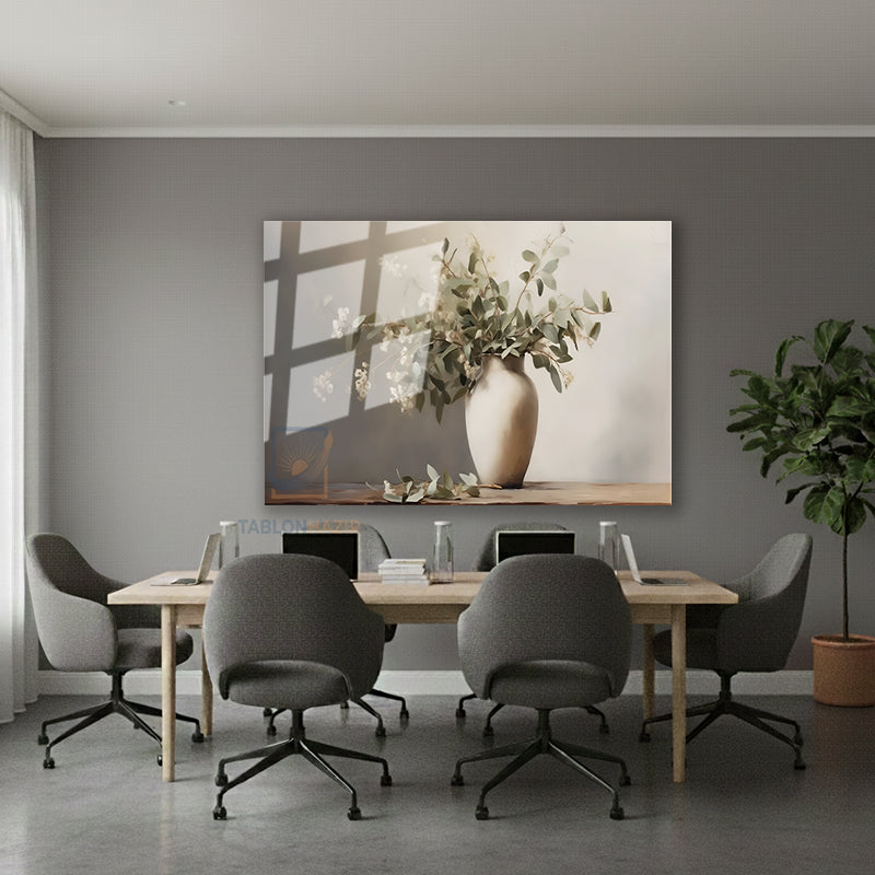 Yatay Cam Tablo Salon Duvar Tablosu Yatay Cam Vazodacicekler2 Yeni Ev Hediyesi Ofis Tablosu