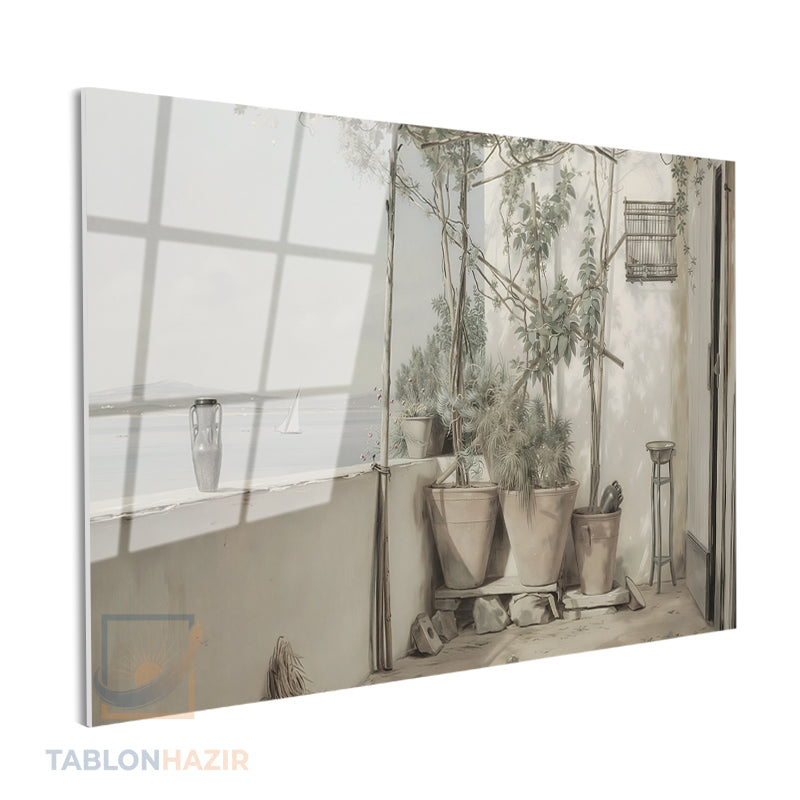 Yatay Cam Tablo Salon Duvar Tablosu Yatay Cam Vintagebalkonmanzarasi Yeni Ev Hediyesi Ofis Tablosu