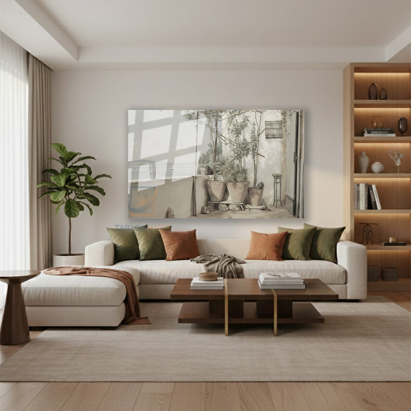 Yatay Cam Tablo Salon Duvar Tablosu Yatay Cam Vintagebalkonmanzarasi Yeni Ev Hediyesi Ofis Tablosu