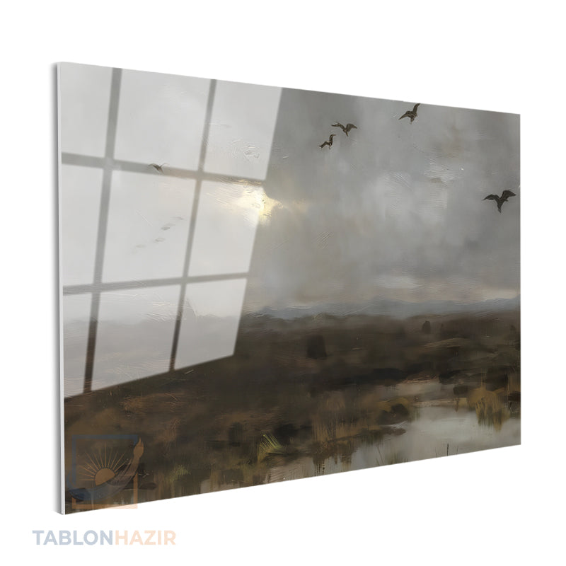 Yatay Cam Tablo Salon Duvar Tablosu Yatay Cam Vintagegokyuzu Yeni Ev Hediyesi Ofis Tablosu