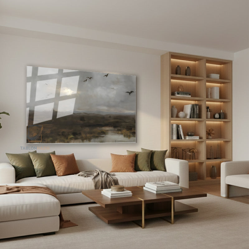 Yatay Cam Tablo Salon Duvar Tablosu Yatay Cam Vintagegokyuzu Yeni Ev Hediyesi Ofis Tablosu