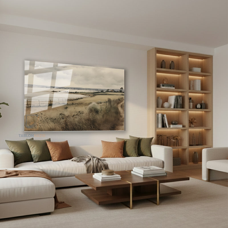 Yatay Cam Tablo Salon Duvar Tablosu Yatay Cam Vintagekirmanzarasi3 Yeni Ev Hediyesi Ofis Tablosu