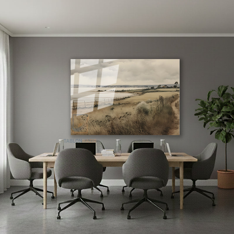 Yatay Cam Tablo Salon Duvar Tablosu Yatay Cam Vintagekirmanzarasi3 Yeni Ev Hediyesi Ofis Tablosu