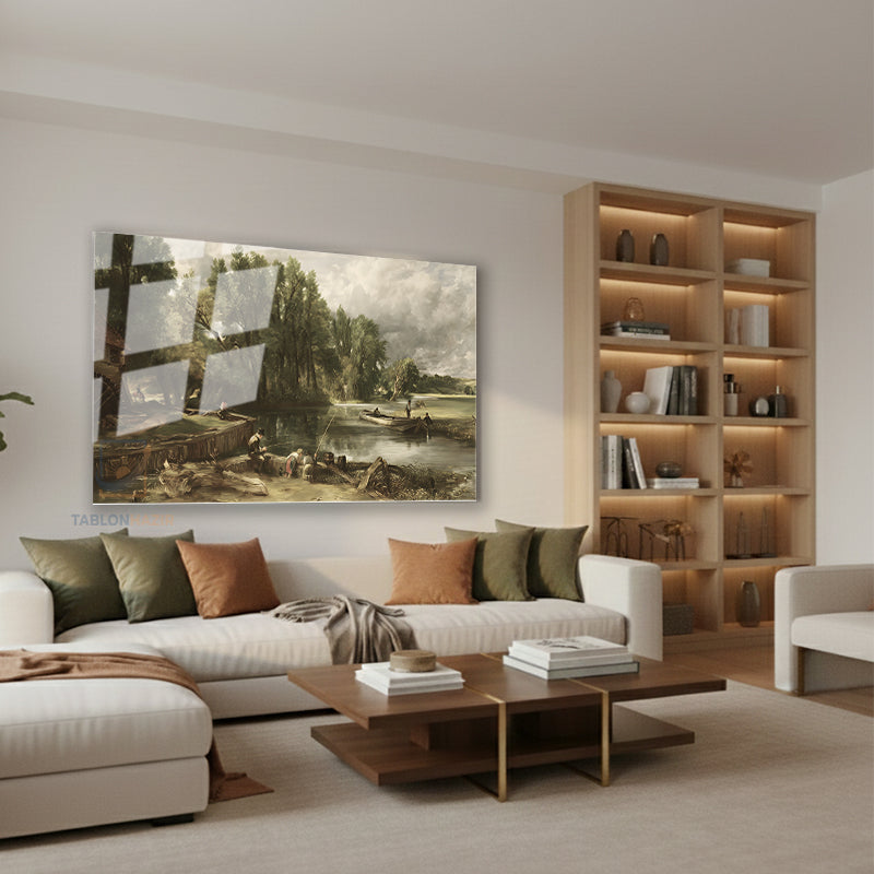 Yatay Cam Tablo Salon Duvar Tablosu Yatay Cam Vintagekirsalmanzarasi4 Yeni Ev Hediyesi Ofis Tablosu