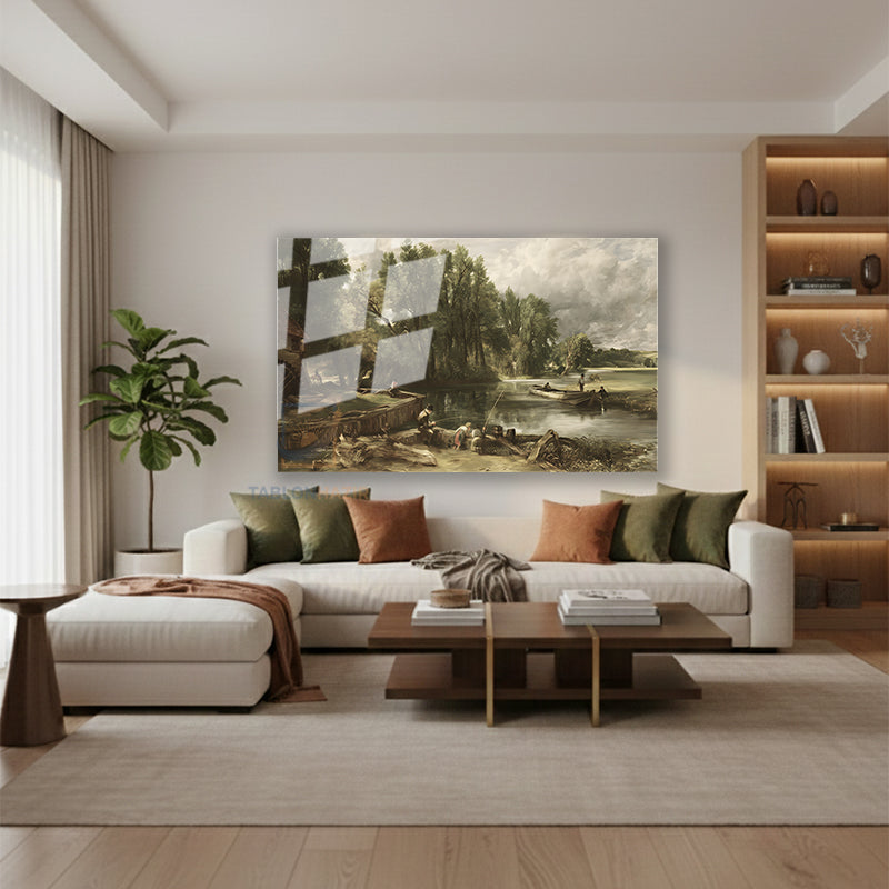 Yatay Cam Tablo Salon Duvar Tablosu Yatay Cam Vintagekirsalmanzarasi4 Yeni Ev Hediyesi Ofis Tablosu