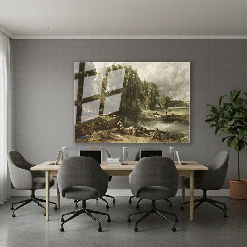 Yatay Cam Tablo Salon Duvar Tablosu Yatay Cam Vintagekirsalmanzarasi4 Yeni Ev Hediyesi Ofis Tablosu