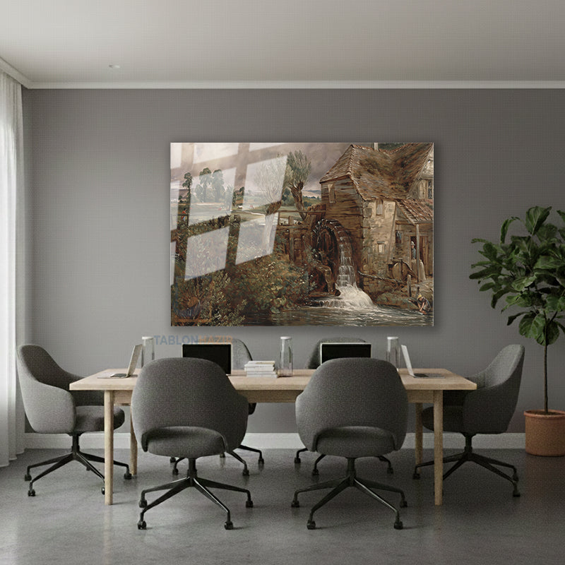 Yatay Cam Tablo Salon Duvar Tablosu Yatay Cam Vintagekirsalmanzarasi2 Yeni Ev Hediyesi Ofis Tablosu