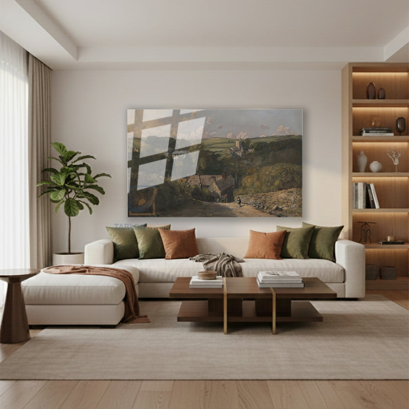 Yatay Cam Tablo Salon Duvar Tablosu Yatay Cam Vintagekirsalmanzarasi3 Yeni Ev Hediyesi Ofis Tablosu