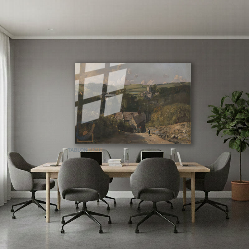 Yatay Cam Tablo Salon Duvar Tablosu Yatay Cam Vintagekirsalmanzarasi3 Yeni Ev Hediyesi Ofis Tablosu