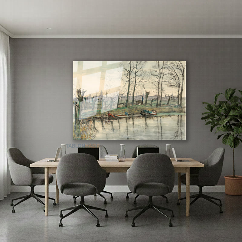 Yatay Cam Tablo Salon Duvar Tablosu Yatay Cam Vintagemanzara Yeni Ev Hediyesi Ofis Tablosu