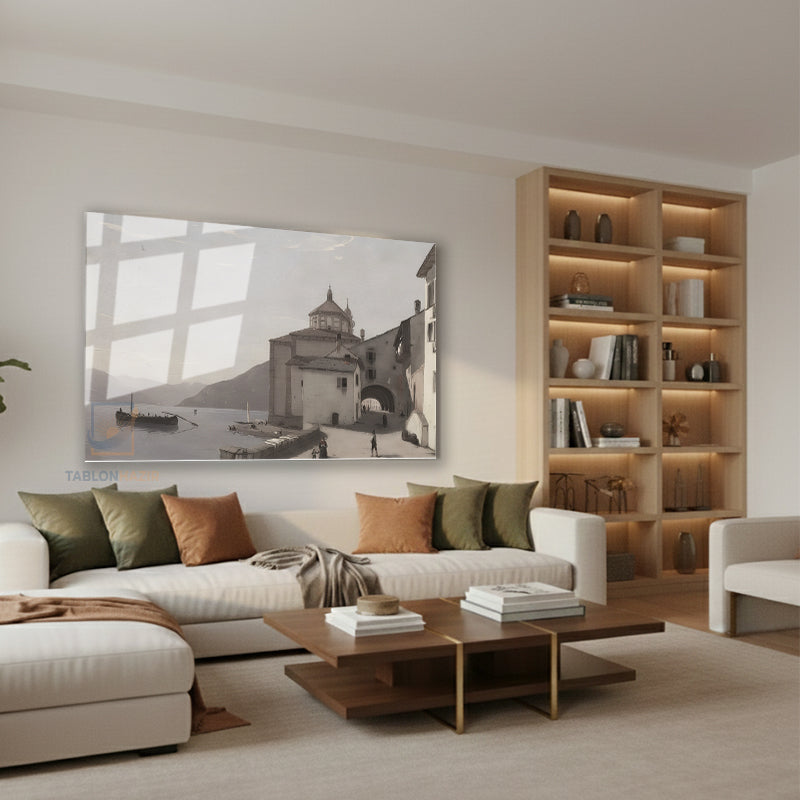 Yatay Cam Tablo Salon Duvar Tablosu Yatay Cam Vintagesehirmanzarasi Yeni Ev Hediyesi Ofis Tablosu