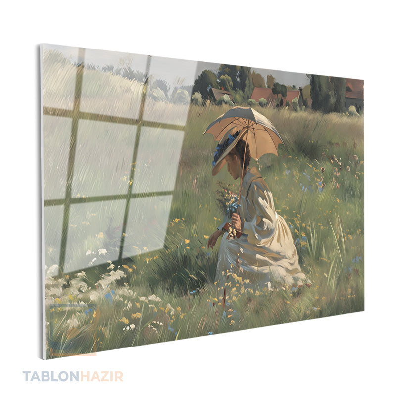 Yatay Cam Tablo Salon Duvar Tablosu Yatay Cam Vintagesemsiyelikadin Yeni Ev Hediyesi Ofis Tablosu