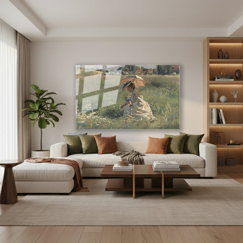 Yatay Cam Tablo Salon Duvar Tablosu Yatay Cam Vintagesemsiyelikadin Yeni Ev Hediyesi Ofis Tablosu