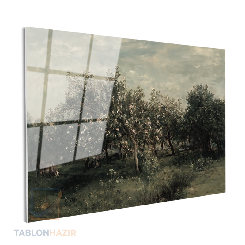 Yatay Cam Tablo Salon Duvar Tablosu Yatay Cam Yesilagaclar Yeni Ev Hediyesi Ofis Tablosu