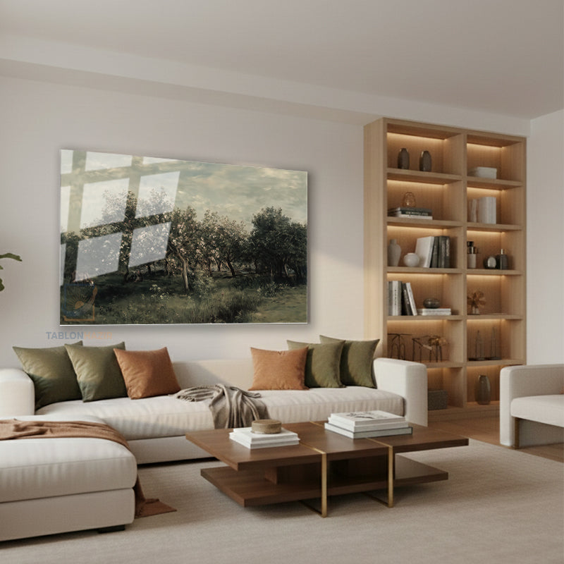 Yatay Cam Tablo Salon Duvar Tablosu Yatay Cam Yesilagaclar Yeni Ev Hediyesi Ofis Tablosu