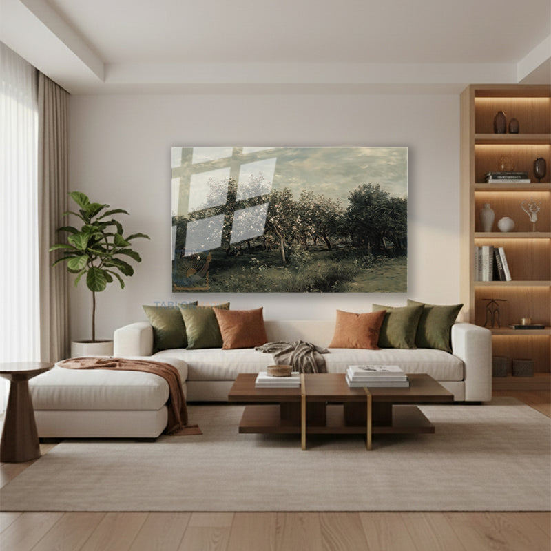 Yatay Cam Tablo Salon Duvar Tablosu Yatay Cam Yesilagaclar Yeni Ev Hediyesi Ofis Tablosu