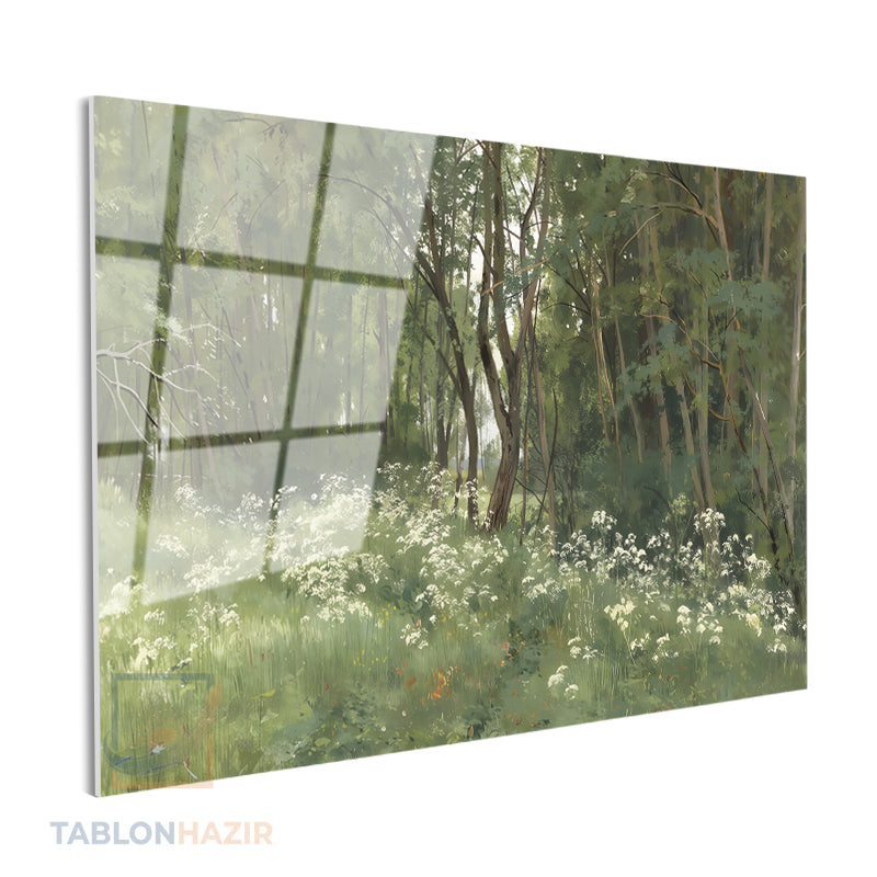 Yatay Cam Tablo Salon Duvar Tablosu Yatay Cam Yesildogamanzarasi Yeni Ev Hediyesi Ofis Tablosu
