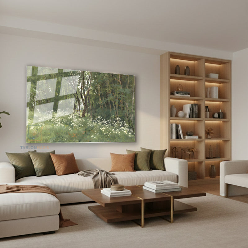Yatay Cam Tablo Salon Duvar Tablosu Yatay Cam Yesildogamanzarasi Yeni Ev Hediyesi Ofis Tablosu