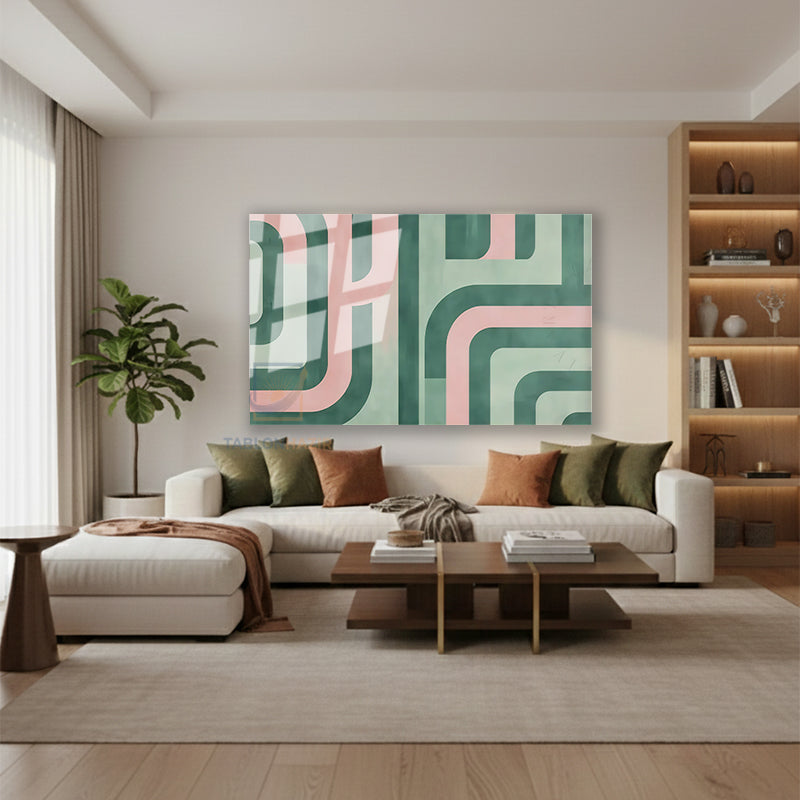 Yatay Cam Tablo Salon Duvar Tablosu Yatay Cam Yesilpembecizgiler Yeni Ev Hediyesi Ofis Tablosu
