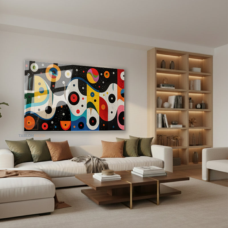 Yatay Cam Tablo Salon Duvar Tablosu Yatay Cam Yuvarlakrenklisekiller Yeni Ev Hediyesi Ofis Tablosu