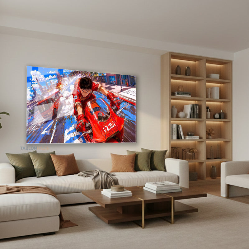 Yatay Cam Tablo Salon Duvar Tablosu Yatay Cam Anime Motorsiklet Yeni Ev Hediyesi Ofis Tablosu