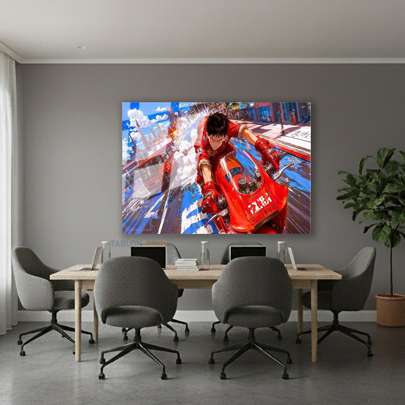 Yatay Cam Tablo Salon Duvar Tablosu Yatay Cam Anime Motorsiklet Yeni Ev Hediyesi Ofis Tablosu
