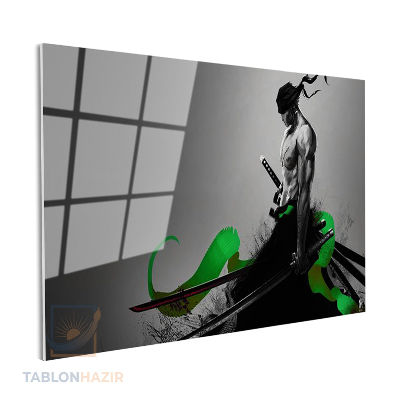 Yatay Cam Tablo Salon Duvar Tablosu Yatay Cam Anime Zoro Yeni Ev Hediyesi Ofis Tablosu