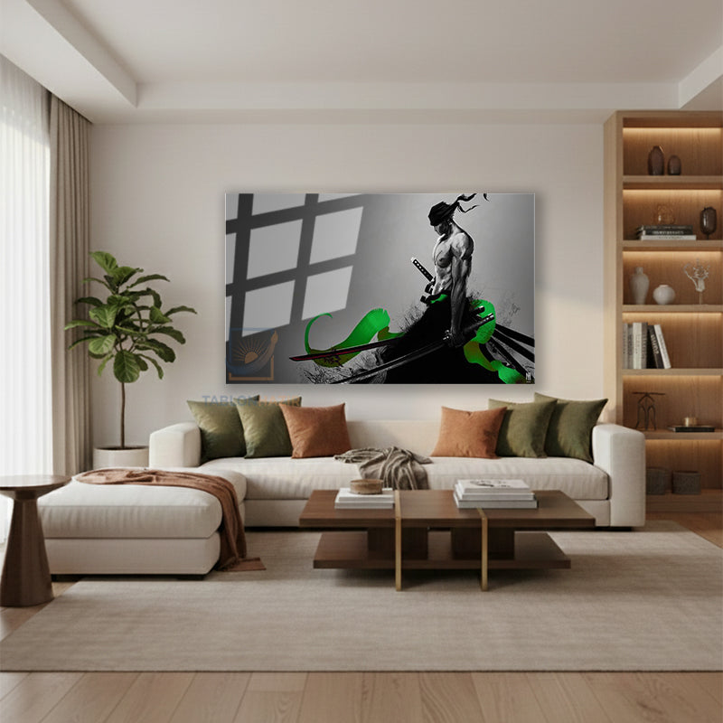 Yatay Cam Tablo Salon Duvar Tablosu Yatay Cam Anime Zoro Yeni Ev Hediyesi Ofis Tablosu
