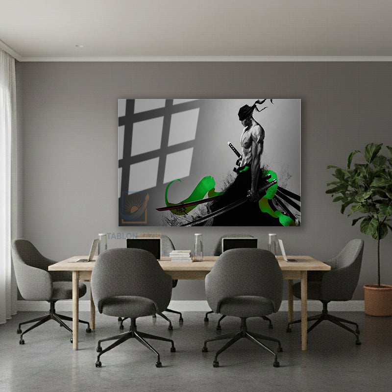 Yatay Cam Tablo Salon Duvar Tablosu Yatay Cam Anime Zoro Yeni Ev Hediyesi Ofis Tablosu