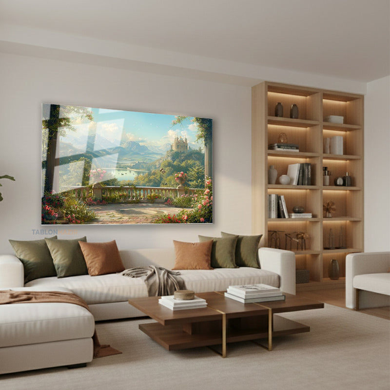 Yatay Cam Tablo Salon Duvar Tablosu Yatay Cam Balkon Manzarasi Yeni Ev Hediyesi Ofis Tablosu