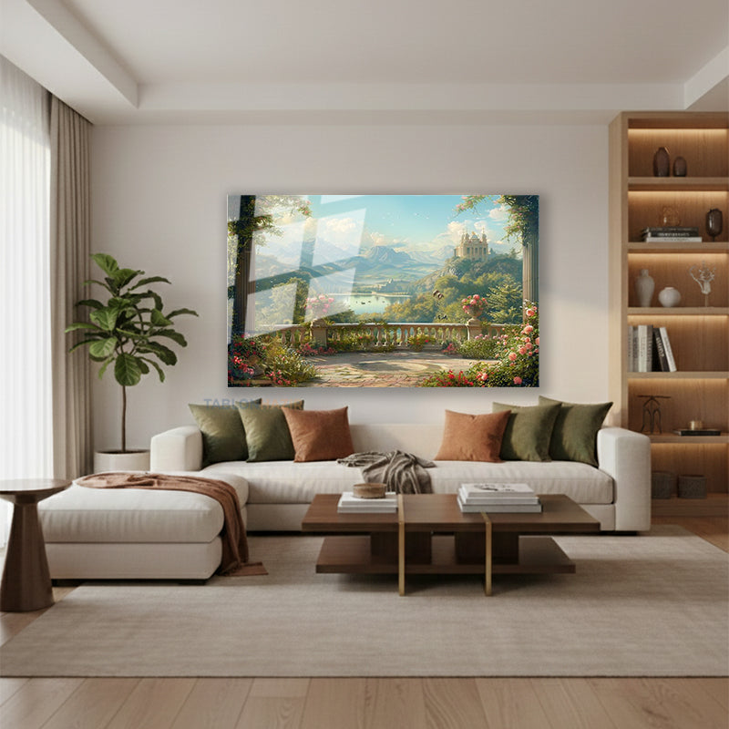 Yatay Cam Tablo Salon Duvar Tablosu Yatay Cam Balkon Manzarasi Yeni Ev Hediyesi Ofis Tablosu