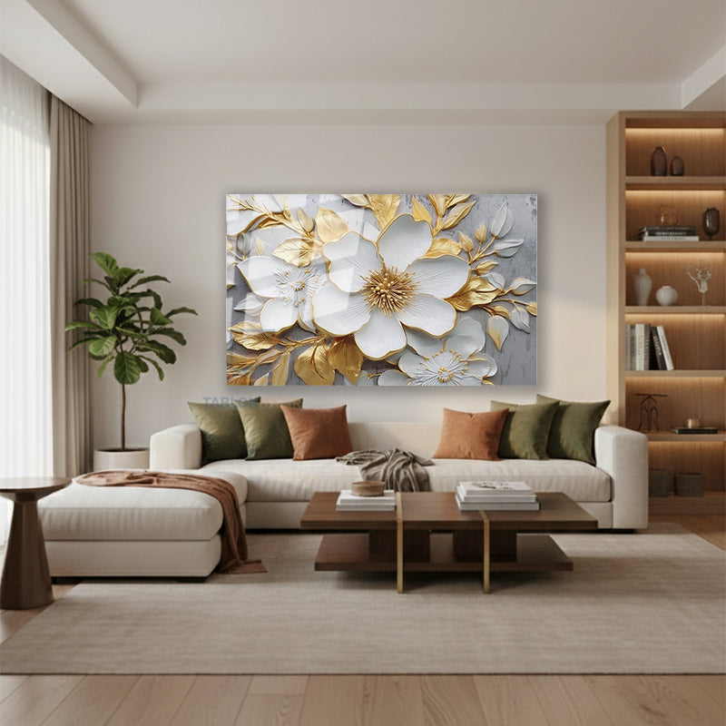 Yatay Cam Tablo Salon Duvar Tablosu Yatay Cam Beyazcicekaltin Yeni Ev Hediyesi Ofis Tablosu