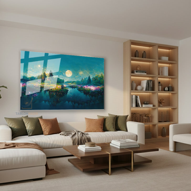 Yatay Cam Tablo Salon Duvar Tablosu Yatay Cam Büyülümekan Yeni Ev Hediyesi Ofis Tablosu