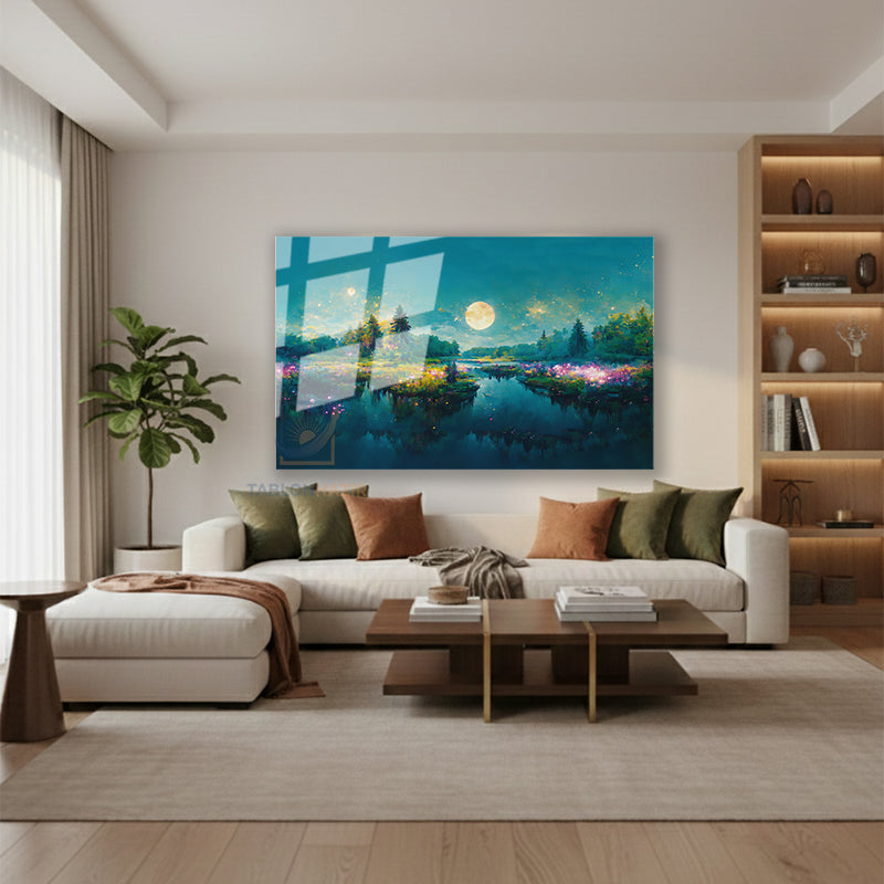 Yatay Cam Tablo Salon Duvar Tablosu Yatay Cam Büyülümekan Yeni Ev Hediyesi Ofis Tablosu