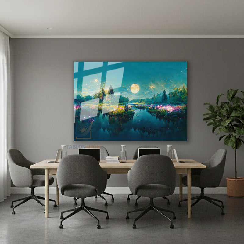 Yatay Cam Tablo Salon Duvar Tablosu Yatay Cam Büyülümekan Yeni Ev Hediyesi Ofis Tablosu