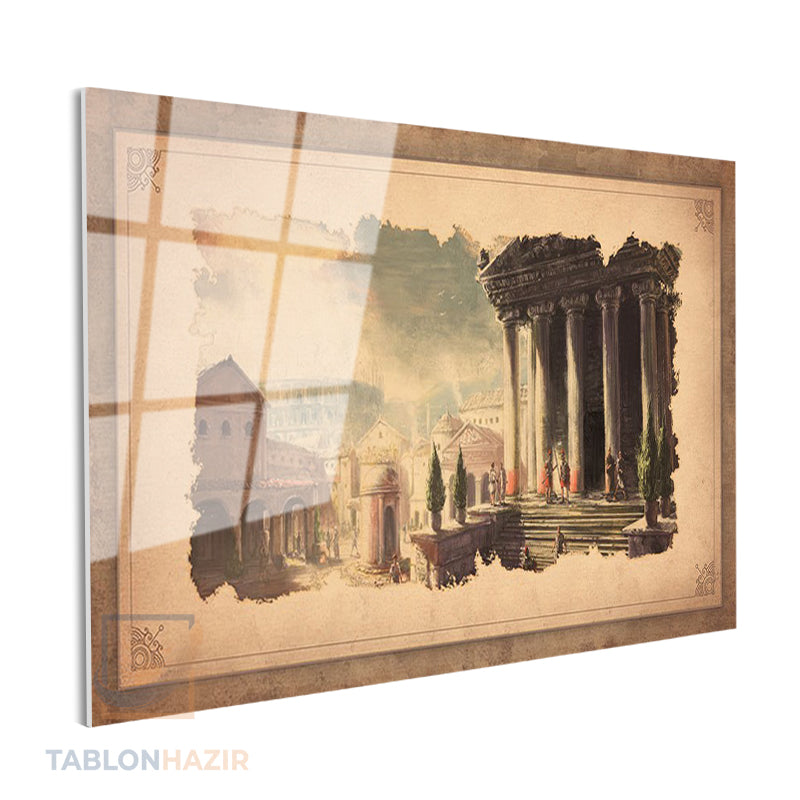 Yatay Cam Tablo Salon Duvar Tablosu Yatay Cam Eskiroma Yeni Ev Hediyesi Ofis Tablosu