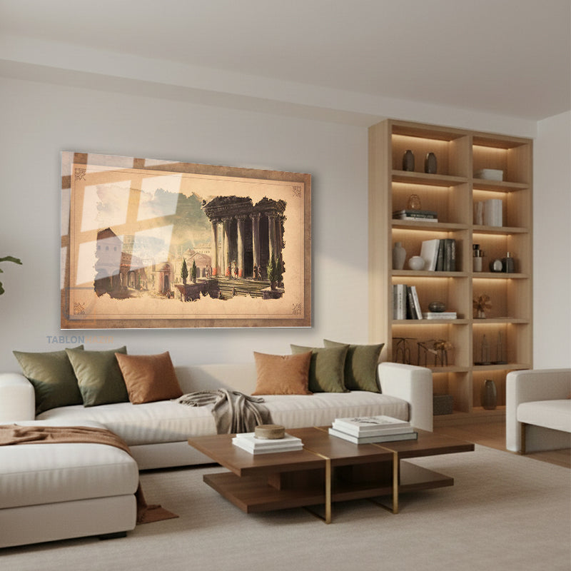 Yatay Cam Tablo Salon Duvar Tablosu Yatay Cam Eskiroma Yeni Ev Hediyesi Ofis Tablosu