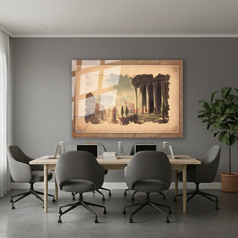 Yatay Cam Tablo Salon Duvar Tablosu Yatay Cam Eskiroma Yeni Ev Hediyesi Ofis Tablosu