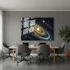 Yatay Cam Tablo Salon Duvar Tablosu Yatay Cam Evren Cizimi Yeni Ev Hediyesi Ofis Tablosu