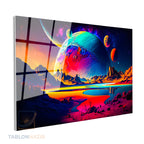 Yatay Cam Tablo Salon Duvar Tablosu Yatay Cam Evren Gezegen Yeni Ev Hediyesi Ofis Tablosu