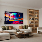 Yatay Cam Tablo Salon Duvar Tablosu Yatay Cam Evren Gezegen Yeni Ev Hediyesi Ofis Tablosu