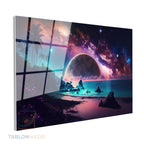 Yatay Cam Tablo Salon Duvar Tablosu Yatay Cam Evren Gezegenler Yeni Ev Hediyesi Ofis Tablosu