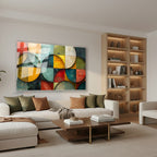 Yatay Cam Tablo Salon Duvar Tablosu Yatay Cam Geometrik Renkler Yeni Ev Hediyesi Ofis Tablosu