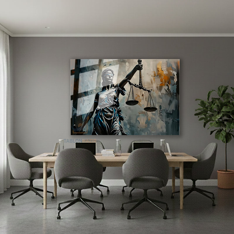 Yatay Cam Tablo Salon Duvar Tablosu Yatay Cam Gri Hukuk Tablosu Yeni Ev Hediyesi Ofis Tablosu